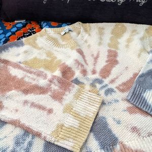 Madewell tie dye crop cotton sweater, size M